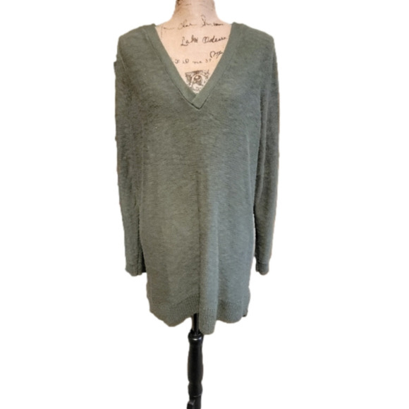 Torrid Olive Green V Neck Sweater with V Back Detail. Torrid Size 2. Never worn. - Picture 1 of 3
